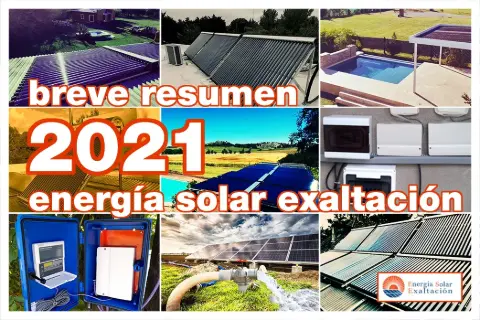 Collage con el resumen de las instalaciones de 2021: colectores solares, piletas, bombeo y tableros