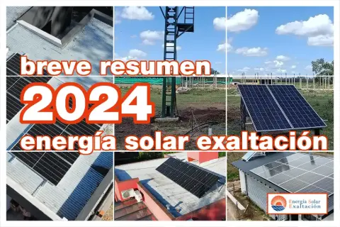 Collage con el resumen de las instalaciones de 2024: paneles sobre techos y en el campo